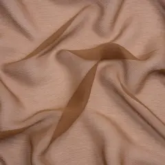 1 Yard Crinkled Silk Chiffon Light Brown Sheer Elegant Draping, 43 Inches Wide