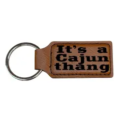 Keychain - Rectangle - Its a Cajun thang - Leather Pink/Black