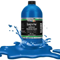 Pouring Masters Hawaiian Blue Metallic Pearl Ready to Pour Acrylic Pouring Paint - Premium 32-Ounce Pre-Mixed Fluid Acrylic Paint - Fluid Art Supplies for Canvas, Wood, Paper, Tile & Rocks