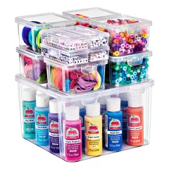 Sorbus 12-Piece Storage Set with Secure Lids - Clear Stackable Plastic Bins