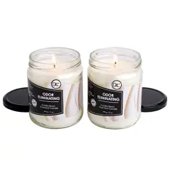 2 Pieces Vanilla Two Pack Odor Eliminating Highly Fragranced Candle - Eliminates 95% of Pet, Smoke, Food, and Other Smells Quickly - Up to 80 Hour Burn time - 12 Ounce Premium Soy Blend