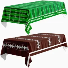 4E's Novelty Football Party Tablecloth, 2 Pack Disposable Plastic Table Covers, 54 x 108 Inch, Perfect for Football Party Decorations, Game Party Decors
