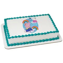 Peppa Pig Hip Hip Hooray PhotoCake&reg; Edible Cake Topper Icing Image for 1/4 Sheet cake or larger