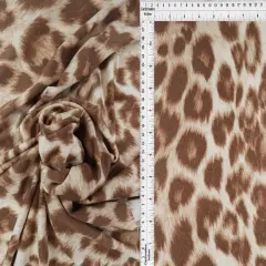 1 Yard French Terry Animal Print Knit Fabric, 58/60&Prime; Wide Poly Rayon Blend CREAM ASH