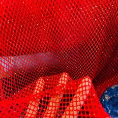 1 Yard Sparkly AB Rhinestone Fishnet Fabric Stretch Mesh for Costumes, D&eacute;cor, and Apparel Red Solid