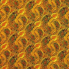 1 Yard Traditional Tattoo Monstera Leaves Rayon Fabric 36" x 43" Length x Width ORANGE GOLD