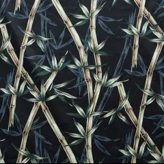 1 Yard Bamboo Branches Leaves Cotton Upholstery Fabric 36in L x 56in W Navy