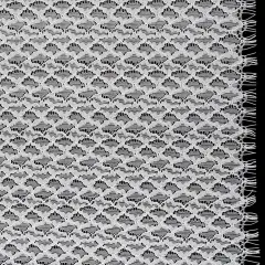 1 Yard Ivory Corded Lace Fabric Diamond Lattice Finished Eyelash Edges Sheer 50 Inch Width