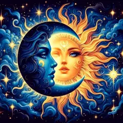 Paint by Numbers Kit for Adults Beginner-Sun and Moon Adult Paint by Number Kits on Canvas, Easy Adults' Paint-by-Number Kits Oil Painting Craft Supplies for Gift Home Wall Decor 16x16in