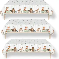 3ct Woodland Plastic Tablecloth Creatures Fox