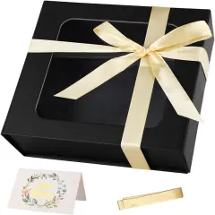 Black Gift Box with Window, 7.5"x7.5"x3.1" - Luxury Magnetic Lid Gift Box for Presents