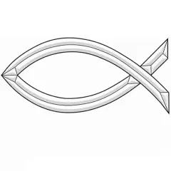 10" x 4-1/2" Exquisite Clear Glass Religious Fish Bevel Cluster EC155