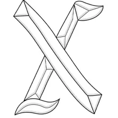4-1/2" x 5-1/2" Exquisite Clear Glass Letter X Bevel Cluster BLX