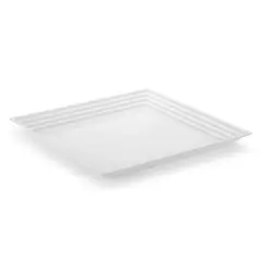 White Square with Groove Rim Plastic Serving Trays - 16" x 16" (24 Trays)