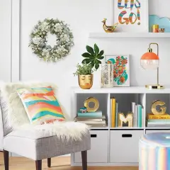 22 Inch Lambs Ears Leaves Everyday Wreath with Ivory Hydrangea and Cream Berries, Spring Summer Greenery Wreath with Burlap Ribbon Bow Knot for Doors, Rustic and Farmhouse Style Home Decor