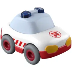 HABA Toddler Rescue Car Toy with Momentum Motor - Kullerbu Ambulance Push and Go Cars for Kids 2+, Rescue Toy Cars for 3 Year Old Boys and Girls Multicolor