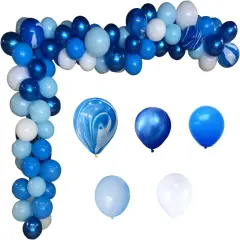 Blue Balloons Garland Arch Kit, 108 Pcs Blue White Marble Balloons for Graduation Birthday Baby Shower Wedding Party Decorations