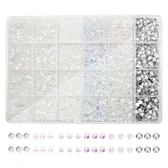 White Rhinestones for Crafting, 3mm 4mm 5mm Resin Rhinestones Bulk and Flat Back Pearls Beads for Clothes, Shoes, Nail Art, Craft Decoration, White Jewels for Bedazzling Gems