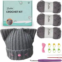 Cat Ear Hat Beanie Crochet Kit for Beginners