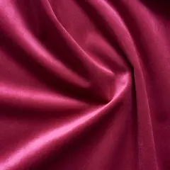 Giselle Velvet Upholstery Fabric 100% Polyester, 55" Wide, Flame Resistant & Durable Raspberry