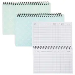 2 Pack Spiral Bound Accounting Ledger Book, Check and Money Tracker Notebook for Small Business Bookkeeping, Checking Account Register Book for Personal Finance (100 Pages) Green