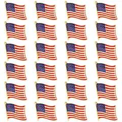 American Flag Lapel Pins for National Day, 4th of July, Veterans, Memorial Day, Political Events, Patriotic, USA Flag Pins for Suits, Backpacks & Hats - 24 Pack Multicolor