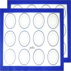 Silicone Baking Mat 2 Pack Non Stick with Cookie Measurements Heat Resistant for Cookies & Other Pastries or Meat,Pastry Mat,Non Slip- 16.5 x 11.6