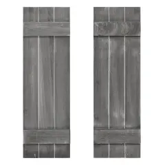 Farmhouse Paulownia Wood Window Shutters Set of 2 for Windows Dark Grey