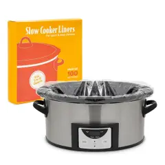 Slow Cooker Liners, Clear Plastic Cooking Bags for Oval or Round Pot, 3-8 QT, Easy Clean Up, Regular Size, Disposable (13x21 in, Bulk Pack), 100 Pack White