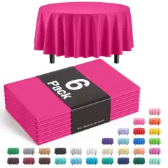 Exquisite Disposable Round Plastic Tablecloths &ndash; 6 Pack 84" Disposable Table Cloths &ndash; Indoor/Outdoor Party Tablecloth &ndash; Round Plastic Table Cover for Events & Party Supplies Hot Pink