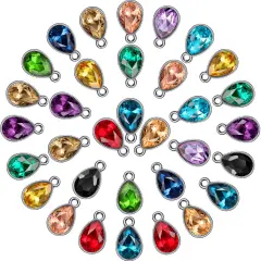 52 Pieces Water Drop Pendants Crystal Beads Pendants Charms Rhinestone Teardrop Jewelry Findings for Women DIY Necklace Jewelry Making, 7 x 10 mm, 13 Colors
