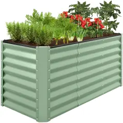 Best Choice Products 4x2x2ft Outdoor Metal Raised Garden Bed, Planter Box for Vegetables, Flowers, Herbs Sage Green