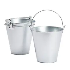 3 Pack Galvanized Metal Ice Buckets for Parties, 7 Inch Tin Pails with Handles for Beer, Wine, Champagne, Home Decor, Table Centerpieces, Wedding Decorations, (100 Oz) Silver