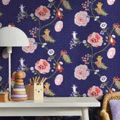 Cath Kidston Catnip Navy Wallpaper