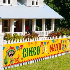 Large Cinco De Mayo Banner, Mexican Fiesta Party Supplies Decoration, Cinco De Mayo Party Supplies, Baby Shower Party Banner (Copper)
