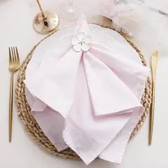 Spring Cotton Cloth Napkins Set of 12, Dinner Cloth Napkins Bulk, Wedding Christmas Thanksgiving 17 * 17'' Light Pink