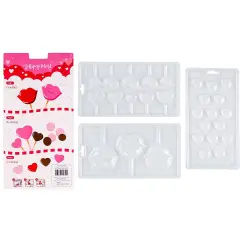Juvale 3 Pack Heart Valentines Lollipop Mold, Create Chocolate Kisses and Candy Lollipop Hearts, Dessert Shapers for Party Treats (11 x 6 x 0.8 Inches) Clear