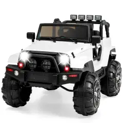 Best Choice Products 12V Kids Ride On Truck Car w/ Remote Control, Spring Suspension, Bluetooth, LED Lights White
