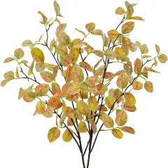 2PCS Artificial Fall Leaves Stems, 36" Fake Eucalyptus Leaves
