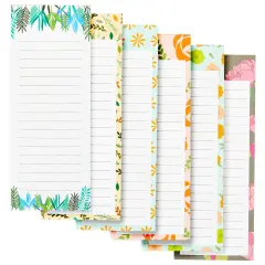 6-Pack Magnetic Grocery List Pad for Fridge- Cute Shopping List Paper Note Pads for Refrigerator, To-Do Memos (6 Floral Designs, 60 Sheets Each) White
