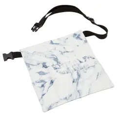 Makeup Brush Belt with 22 Pockets, Marble PU Leather (10.2 x 9.7 x 2 Inches) White