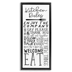 Stupell Industries Kitchen Rules Typography Framed Floater Canvas Wall Art Design by Nicole DeCamp