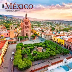 Mexico | 2026 12 x 24 Inch (Hanging) Monthly Square Wall Calendar | English/Spanish Bilingual | Plastic-Free