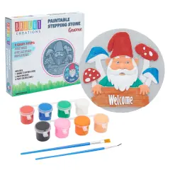 11-Piece 10-Inch Paint-Your-Own Garden Gnome Stepping Stone Kit with 1 Garden Gnome Stone, 8 Paint Pots with 10ml Acrylic Paint Each, and 2 Paint Brushes for Yard Walkway Decorations Multicolor