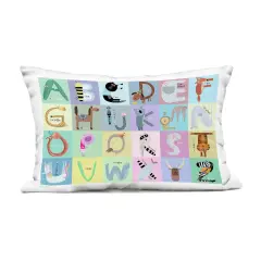 Stupell Industries Whimsical Animal Alphabet Outdoor Pillow, 14 x 7 x 20