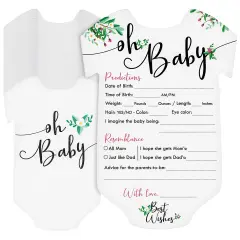 50 Pack Girl Baby Shower Prediction and Advice Cards for Parents to Be, Floral Themed Party Games (5 x 7 In) Multicolor