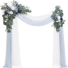 Artificial Dusty Blue & Navy Blue Floral Swag Arrangement