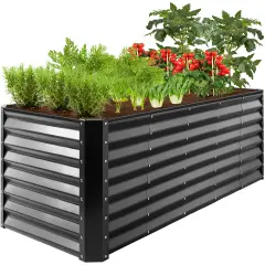 Best Choice Products 8x2x2ft Raised Metal Outdoor Garden Bed, Planter Box for Flowers, Vegetables, Herbs Gray