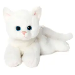 Bearington Lil' Muffin Small Plush Stuffed Animal White Cat, Kitten 8 inch, For Ages 3-14