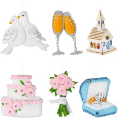 Bucilla Felt Ornaments Applique Kit Set Of 6-Newlywed Keepsakes